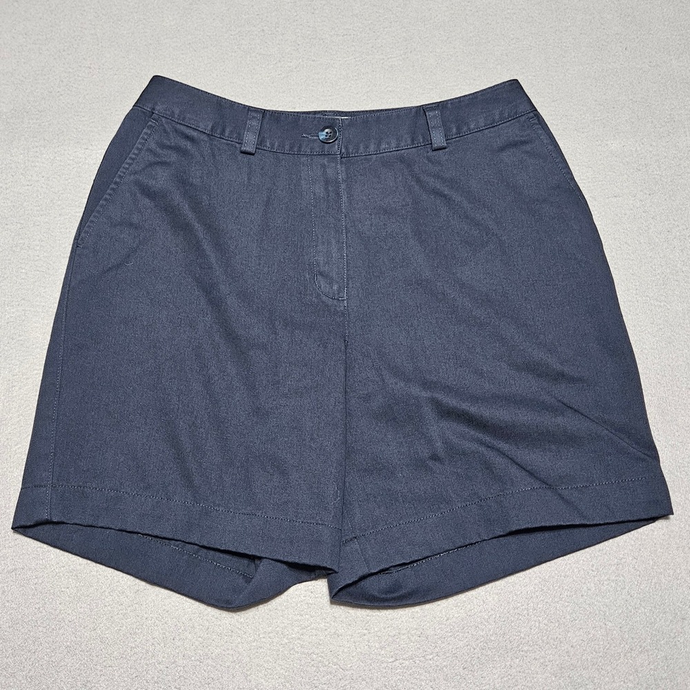 LL Bean Chino Shorts Womens Sz 6 Reg Classic Fit Curvy Navy Blue Cotton 0HVC7